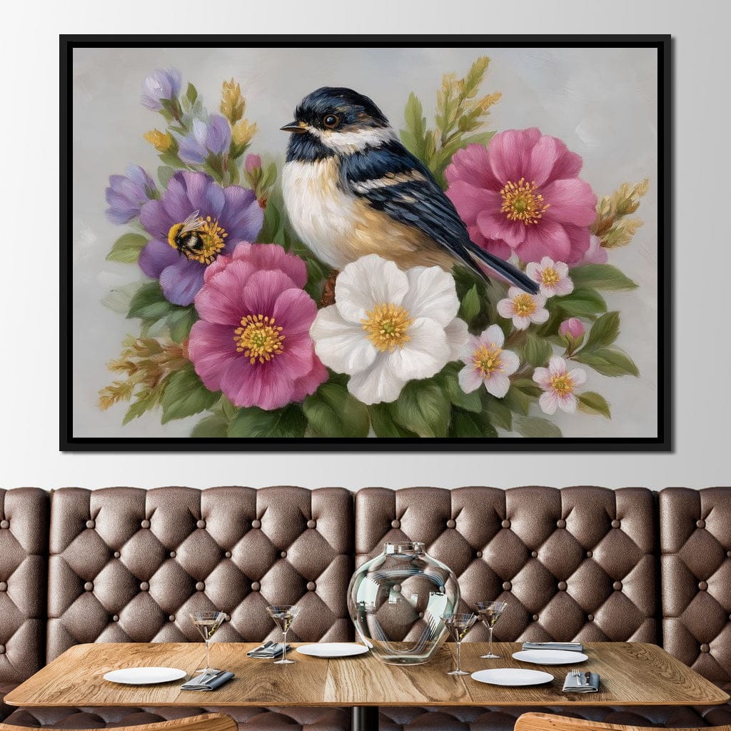 Chickadee Garden Blossom Song Canvas Wall Art