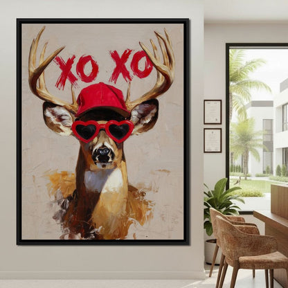 XOXO Deer Love Shades Portrait Canvas Wall Art