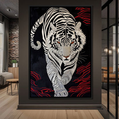 White Tiger of Shadows Canvas Wall Art