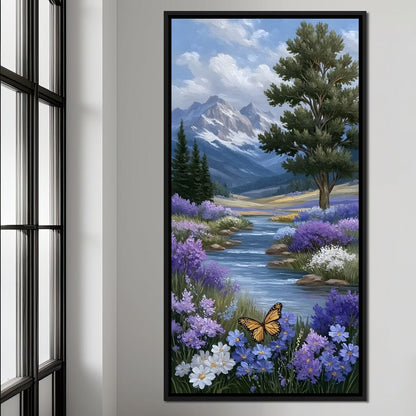 Mountain Meadow Butterfly Serenity Canvas Wall Art