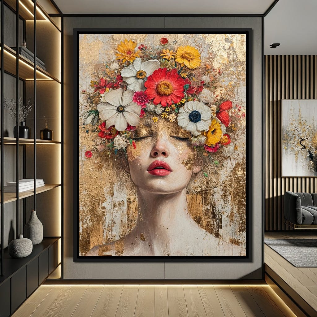 Golden Petal Dreams Canvas Wall Art