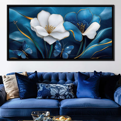 Blue Symphony of Flowers Canvas Wall Art