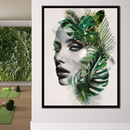 Botanical Muse Fusion Portrait Canvas Wall Art