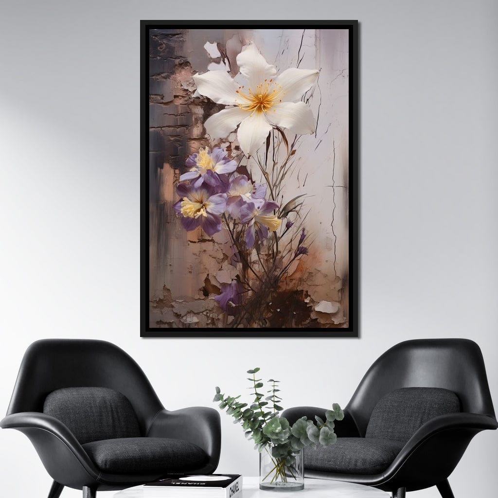 Fleeting Bloom in Grisaille Canvas Wall Art