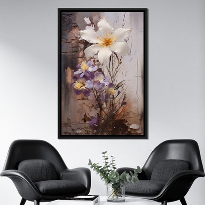 Fleeting Bloom in Grisaille Canvas Wall Art