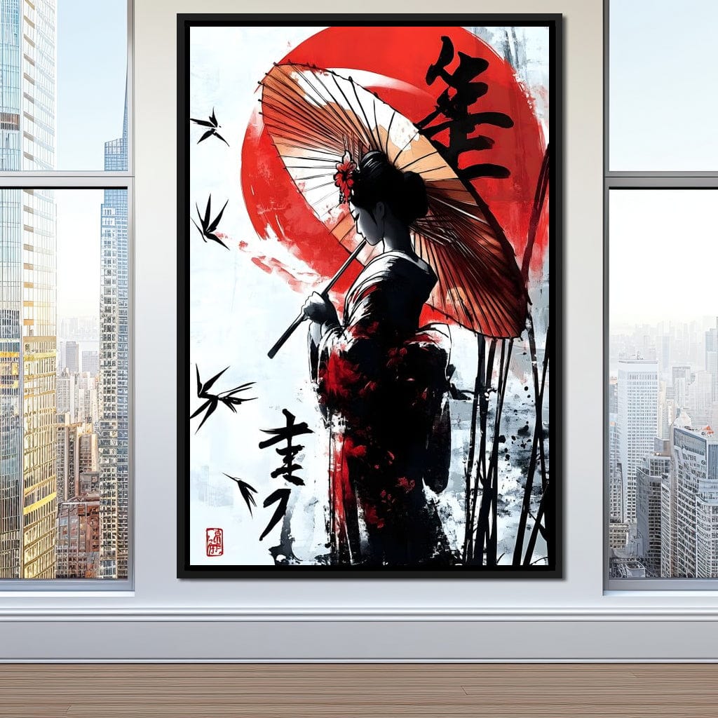Geisha Elegance Sunlit Shadows Canvas Wall Art