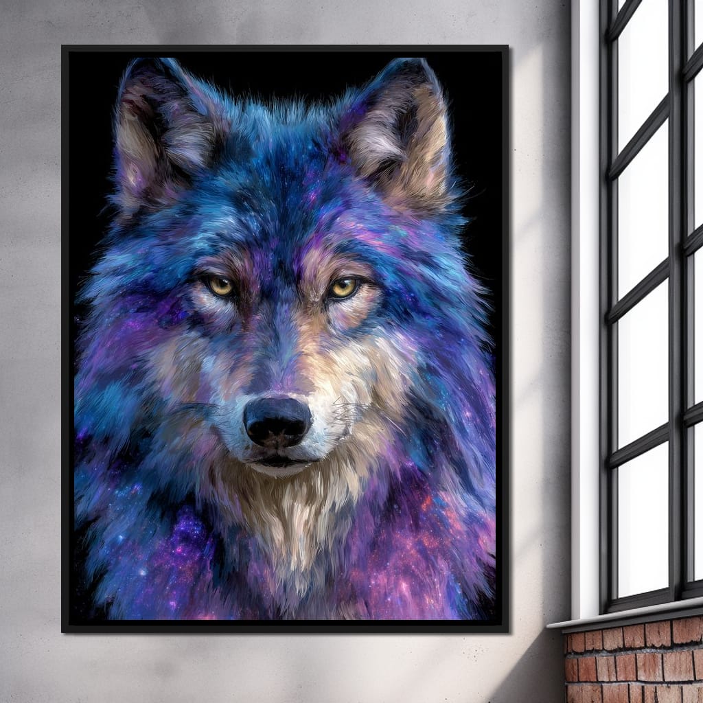 Galactic Wolf Night Watcher Canvas Wall Art