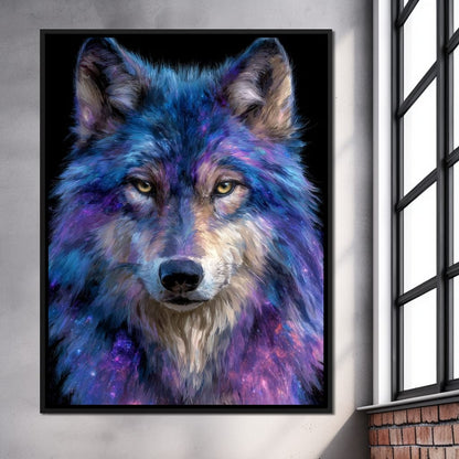 Galactic Wolf Night Watcher Canvas Wall Art