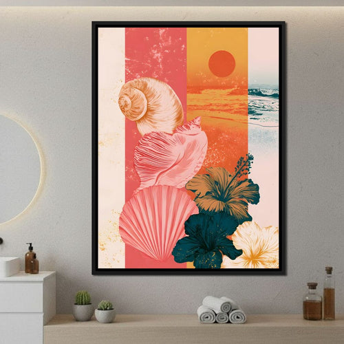 Tidal Shore And Floral Shell Canvas Wall Art