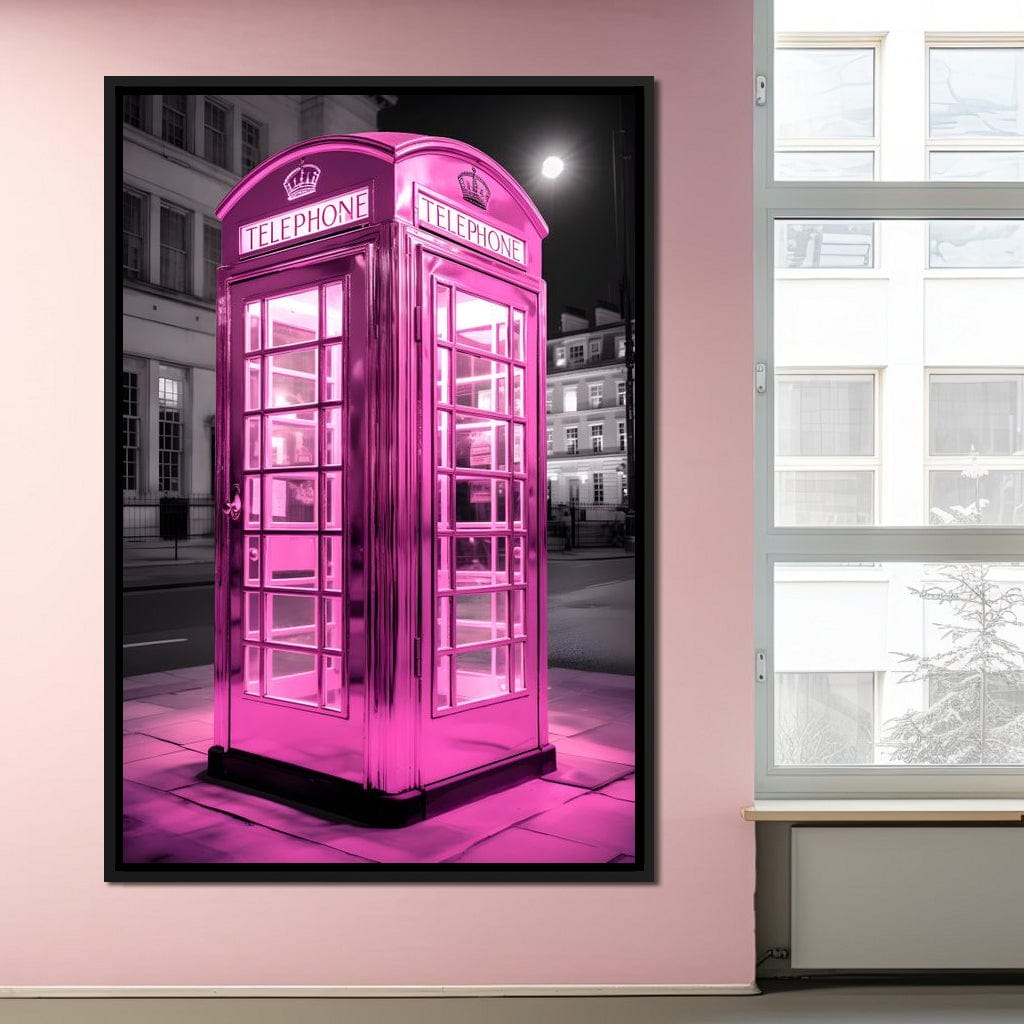 Pink Telephone Booth Canvas Wall Art