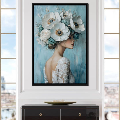 Petal Crowned Bridal Elegance Canvas Wall Art