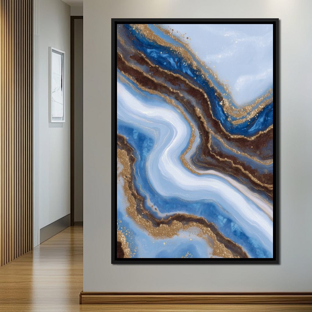 Blue Geode Gold River Flow Canvas Wall Art