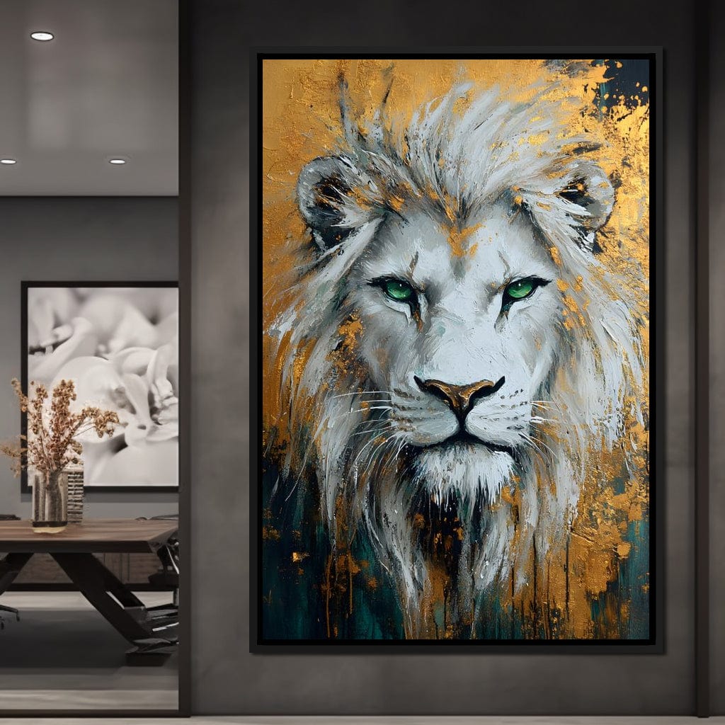 Majestic Lion Gold Radiance Canvas Wall Art