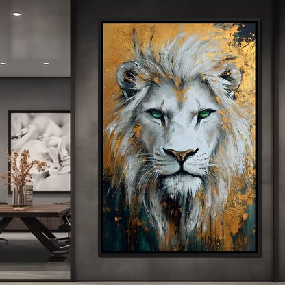 Majestic Lion Gold Radiance Canvas Wall Art