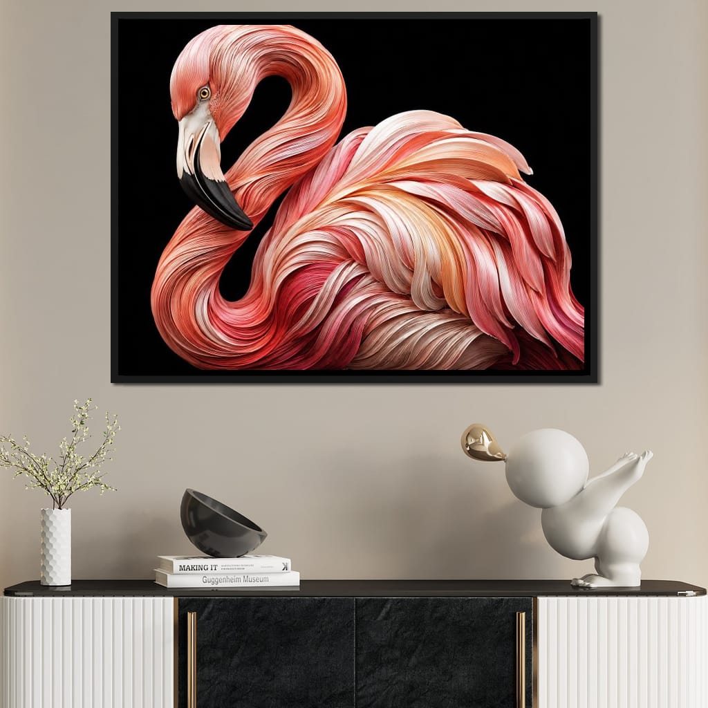 Silk Strand Flamingo Curve Canvas Wall Art