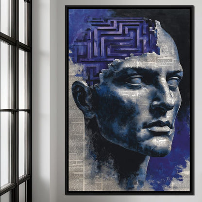 Cobalt Labyrinth Mindscape Canvas Wall Art