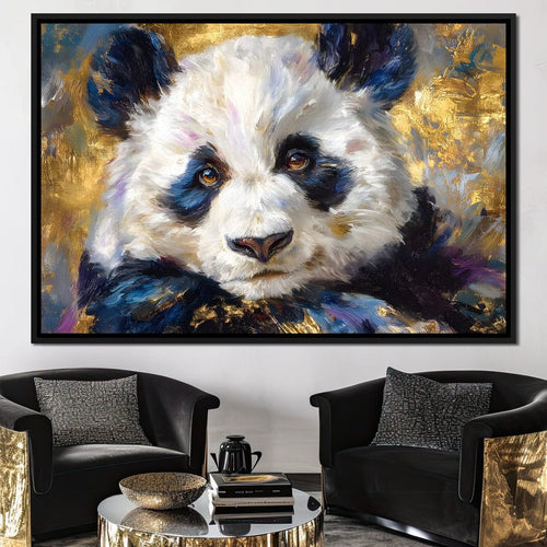 Golden Panda Daydream Portrait Canvas Wall Art