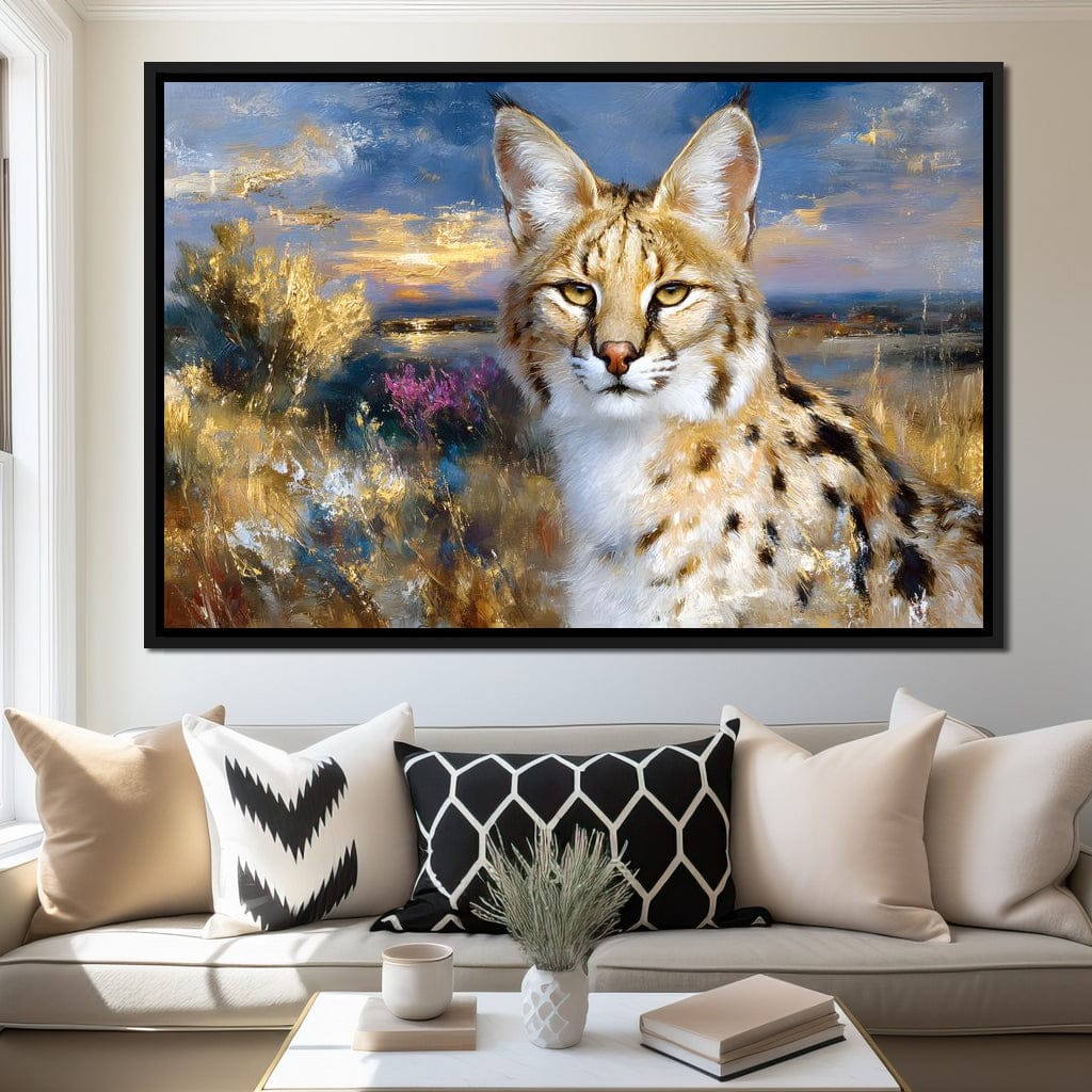 Savanna Serval Sunset Glow Canvas Wall Art