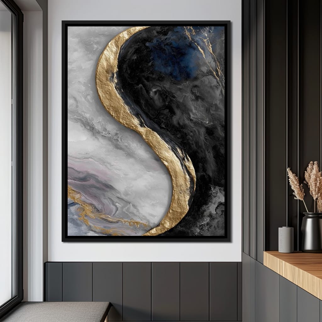 Gilded Moonstone Abstract Flow Canvas Wall Art