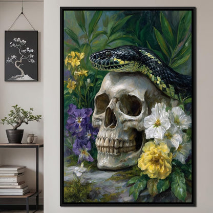 Serpent Crowned Skull Garden Canvas Wall Art