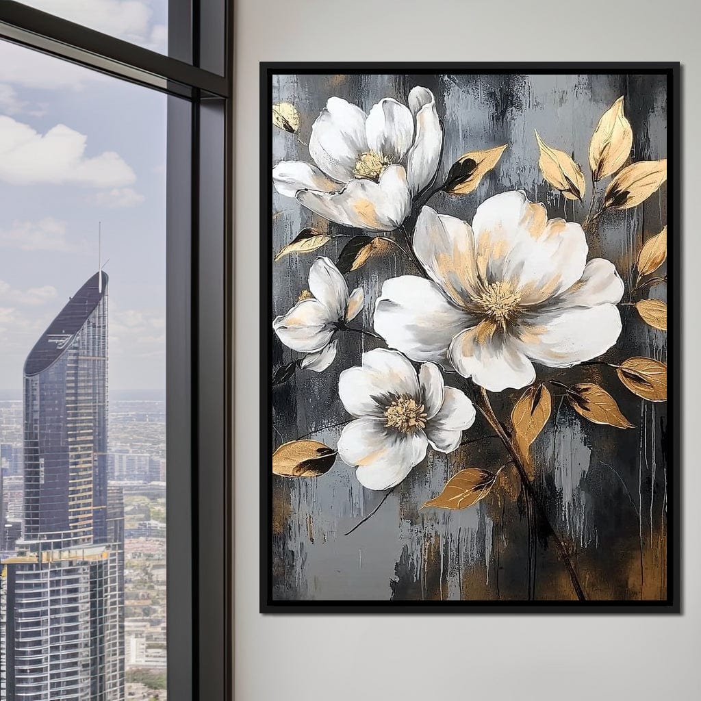 Golden Blossom Reflections Canvas Wall Art