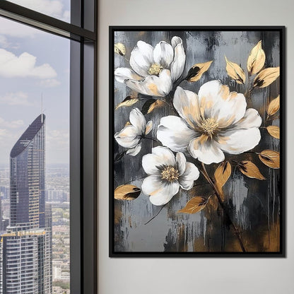 Golden Blossom Reflections Canvas Wall Art