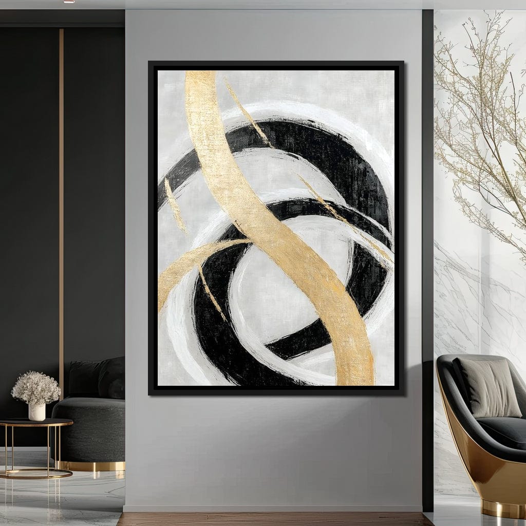 Golden Elegance Spirals Canvas Wall Art