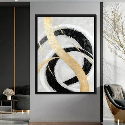 Golden Elegance Spirals Canvas Wall Art