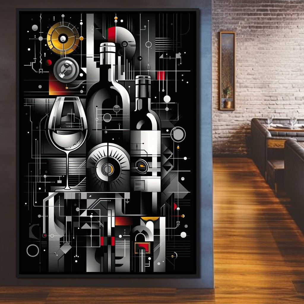 Mechanical Wine Mosaic Canvas Wall Art