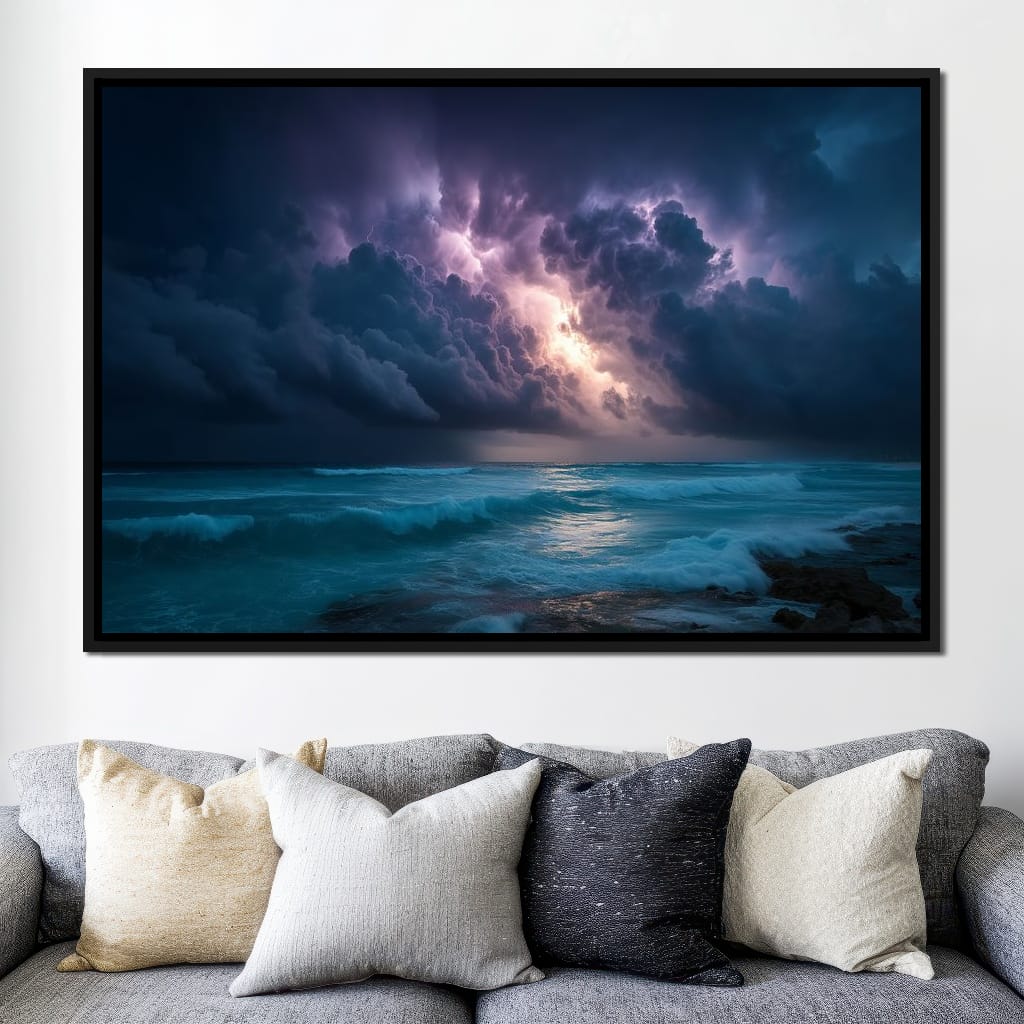 Tempest Sky Over Ocean Waves Canvas Wall Art
