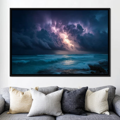 Tempest Sky Over Ocean Waves Canvas Wall Art
