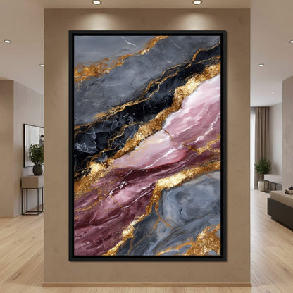 Gilded Marble Rose Current Canvas Wall Art