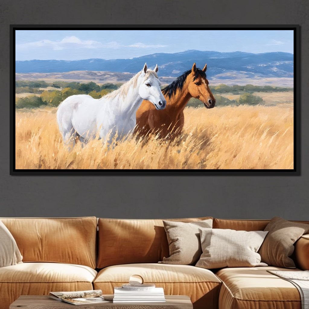 Equine Journey Through Fields Canvas Wall Art