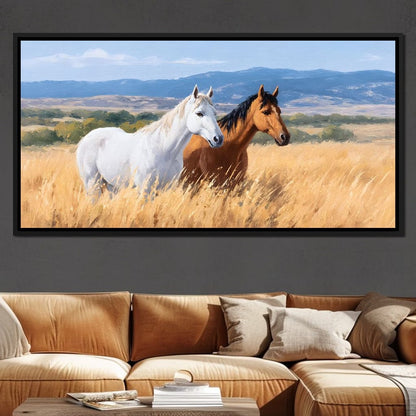 Equine Journey Through Fields Canvas Wall Art
