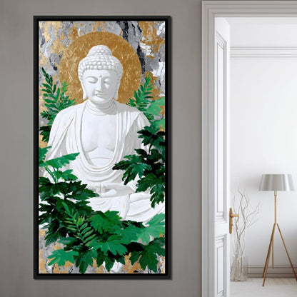 Golden Halo Buddha Garden Canvas Wall Art