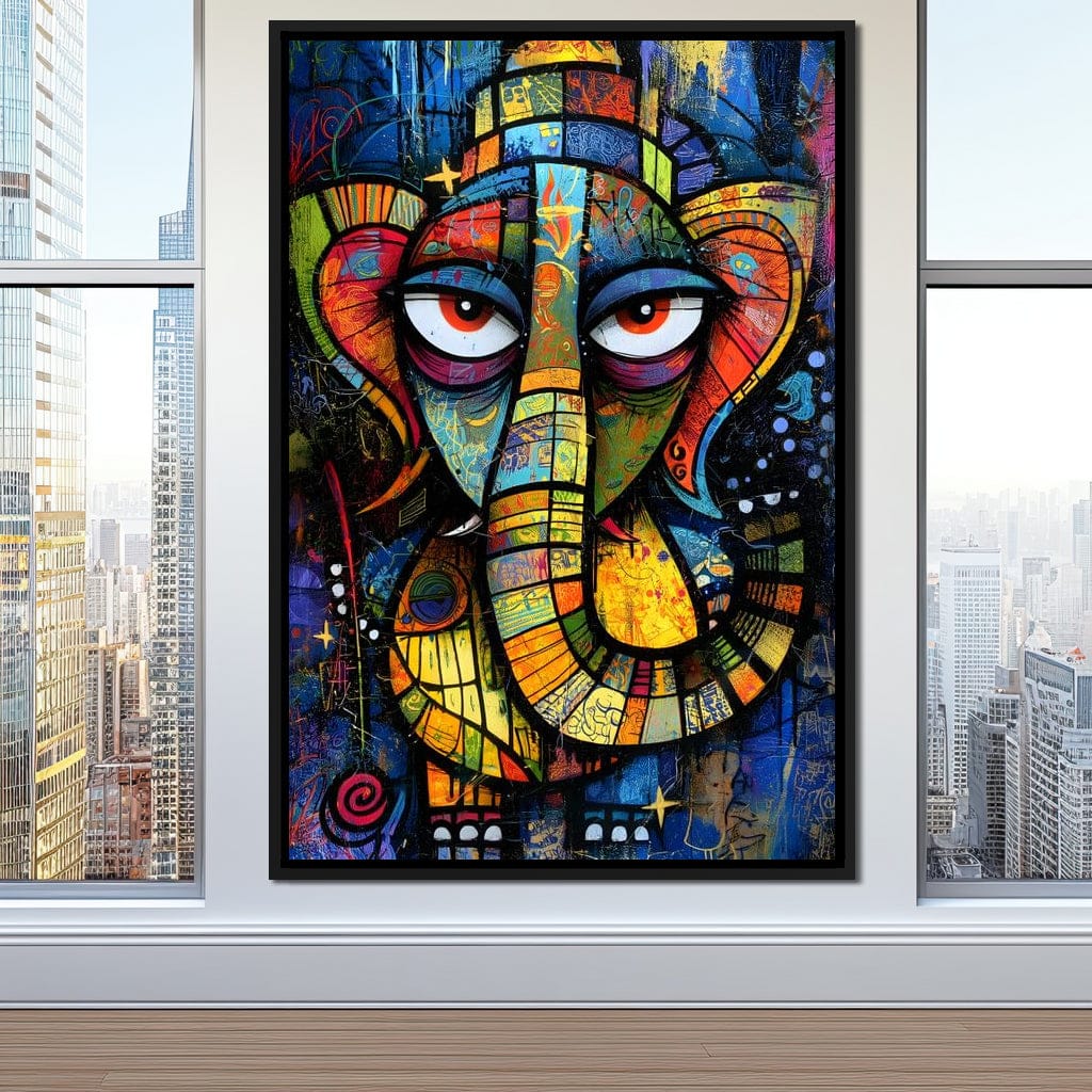 Prismatic Ganesha Portrait Canvas Wall Art