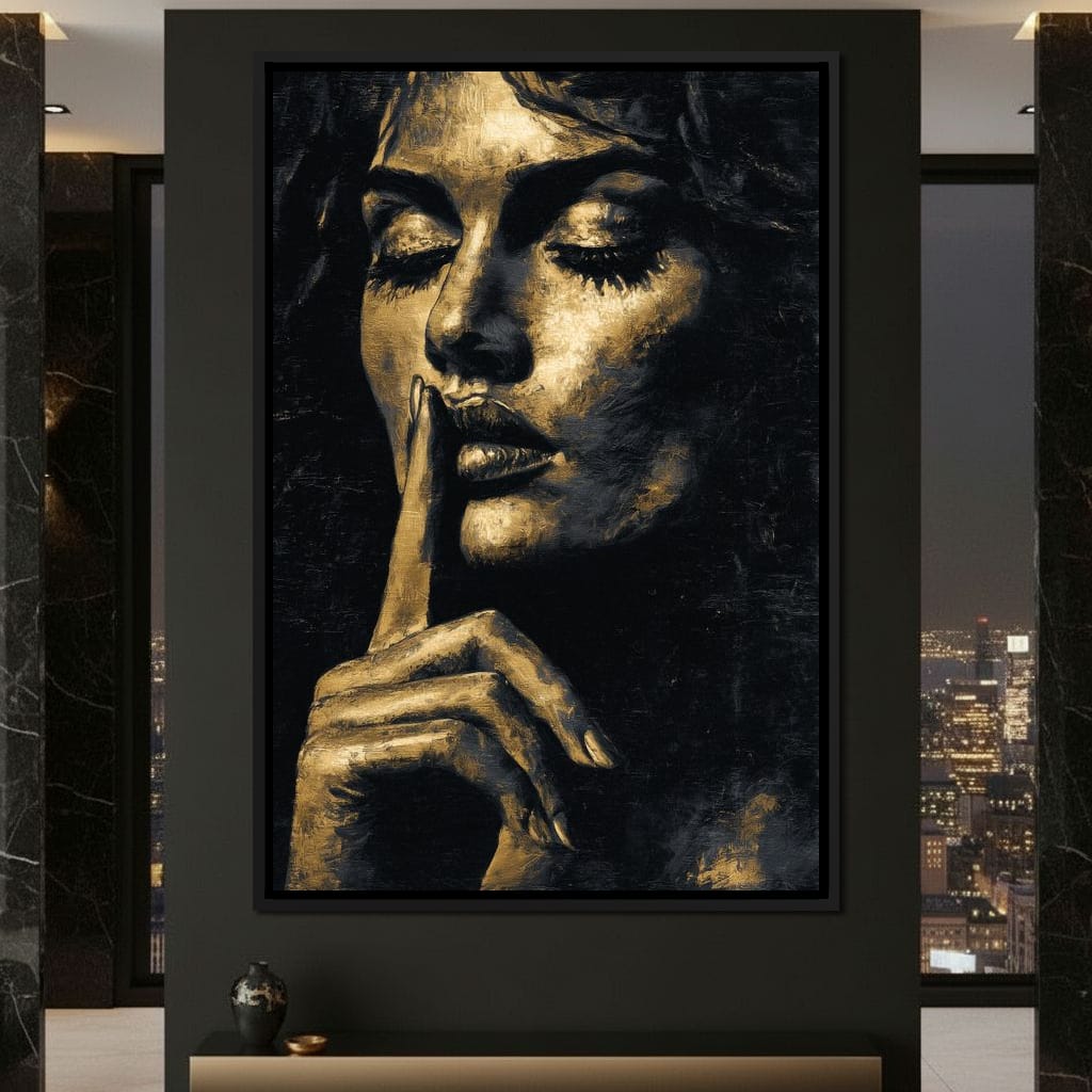 Golden Silence Portrait Muse Canvas Wall Art
