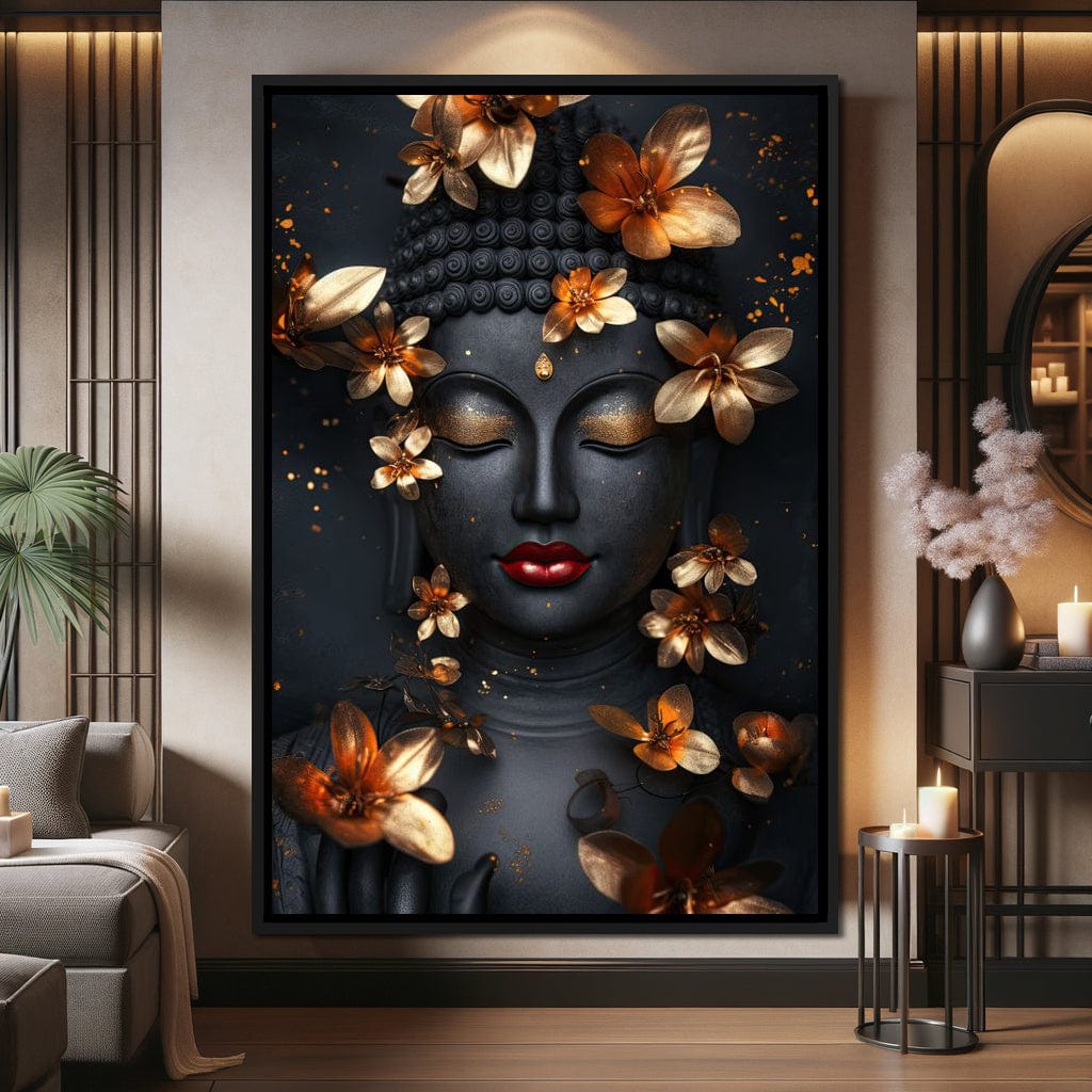 Radiant Floral Buddha Tranquility Canvas Wall Art