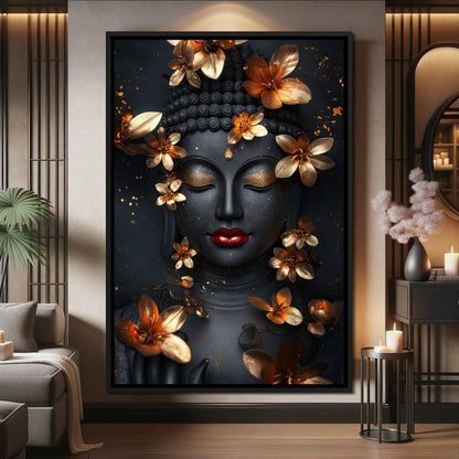 Radiant Floral Buddha Tranquility Canvas Wall Art