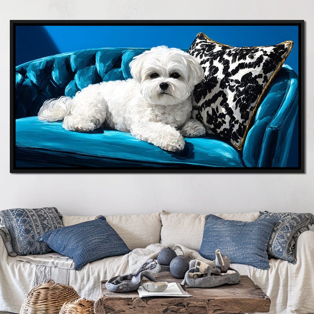 Plush Paws on Teal Dreams Canvas Wall Art