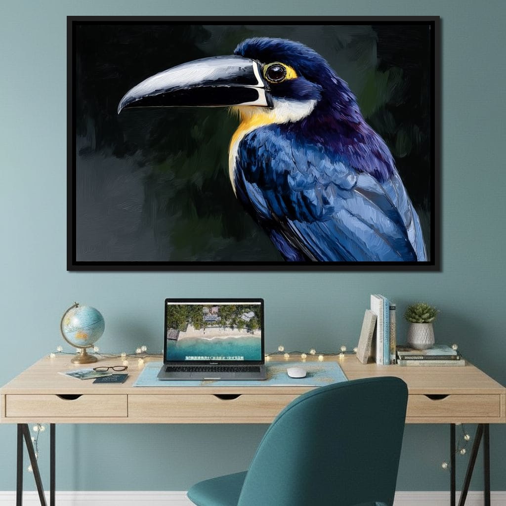 Electric Blue Toucan Portrait Canvas Wall Art
