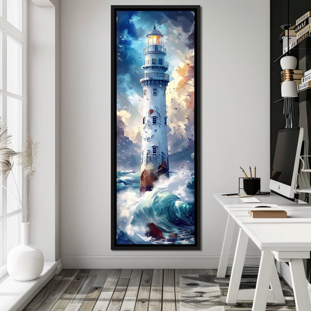 Lighthouse Beacon at Sea Canvas Wall Art