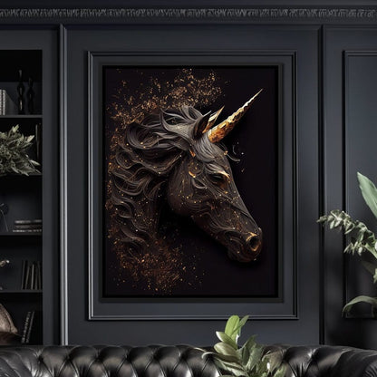 Black Unicorn Canvas Wall Art