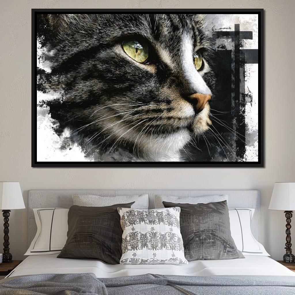 Golden Eyed Cat Portrait Canvas Wall Art