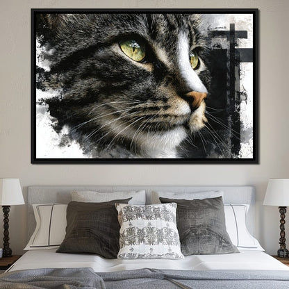 Golden Eyed Cat Portrait Canvas Wall Art