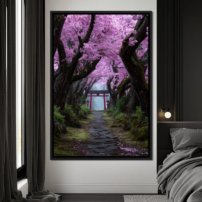 Sakura Gate Pathway Stillness Canvas Wall Art