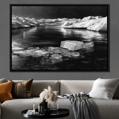 Midnight Drift Ice Fjord Canvas Wall Art