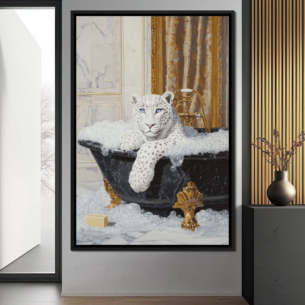Majestic Snow Leopard Soak in Canvas Wall Art