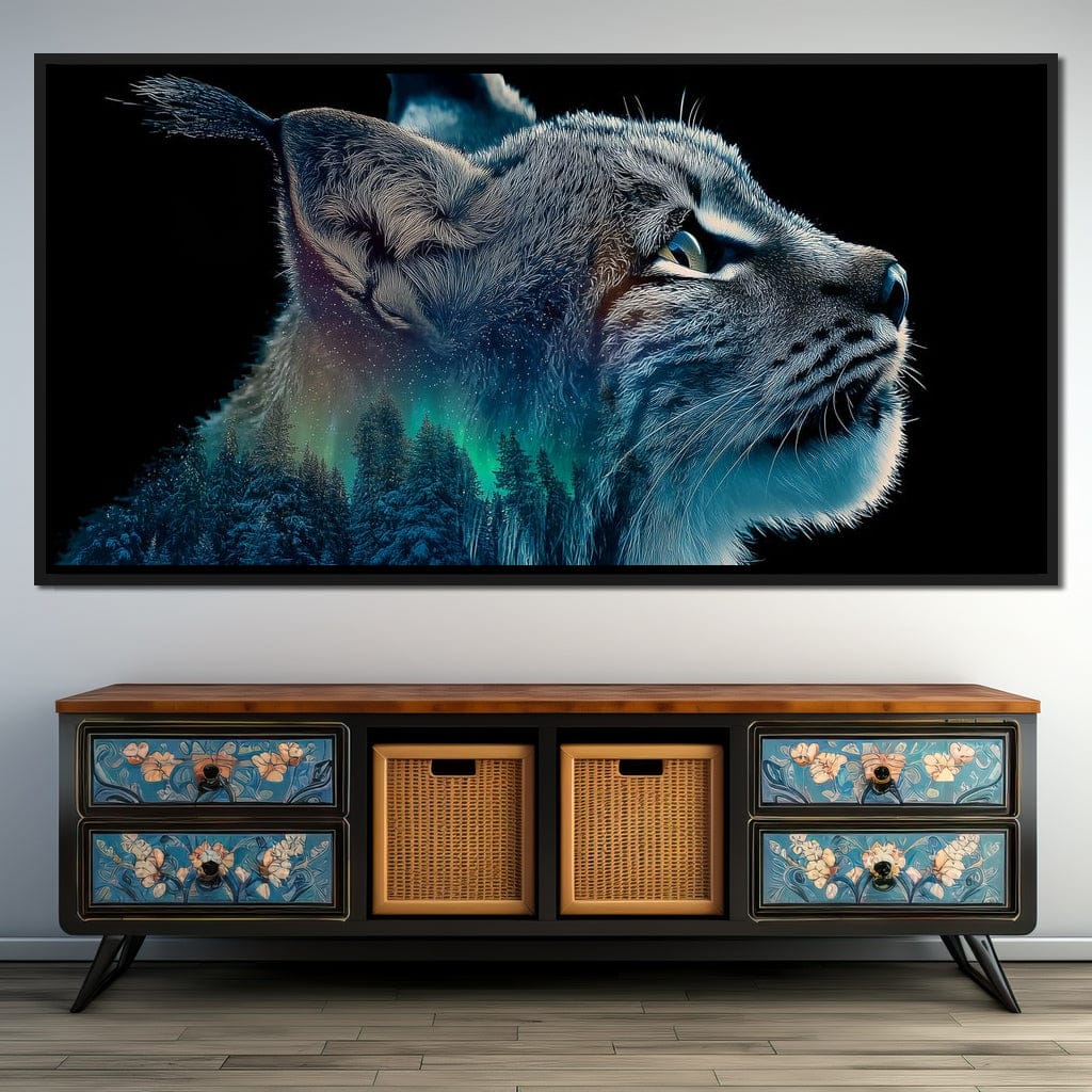 Aurora Lynx Spirit Portrait Canvas Wall Art