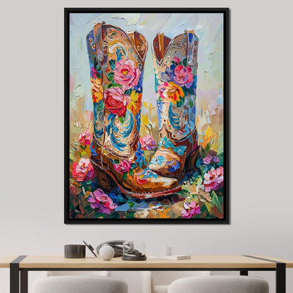 Wildflower Cowboy Boots Canvas Wall Art